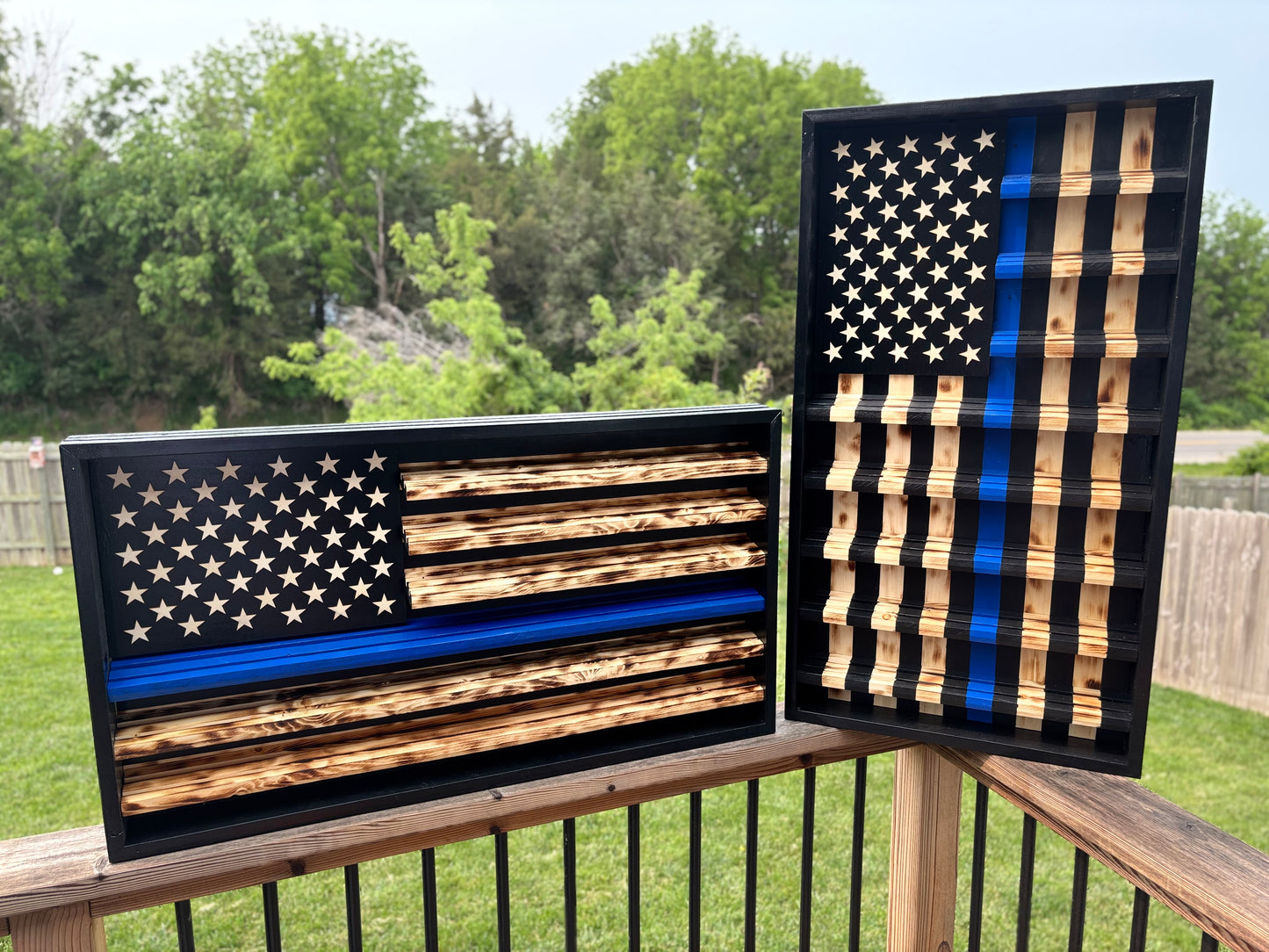 Thin Blue Line Flag Challenge Coin Display