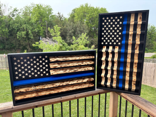Thin Blue Line Flag Challenge Coin Display