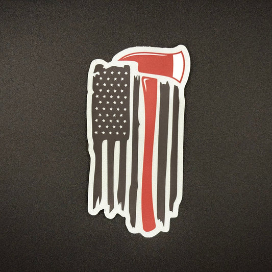 Thin Red Line Axe Flag Sticker