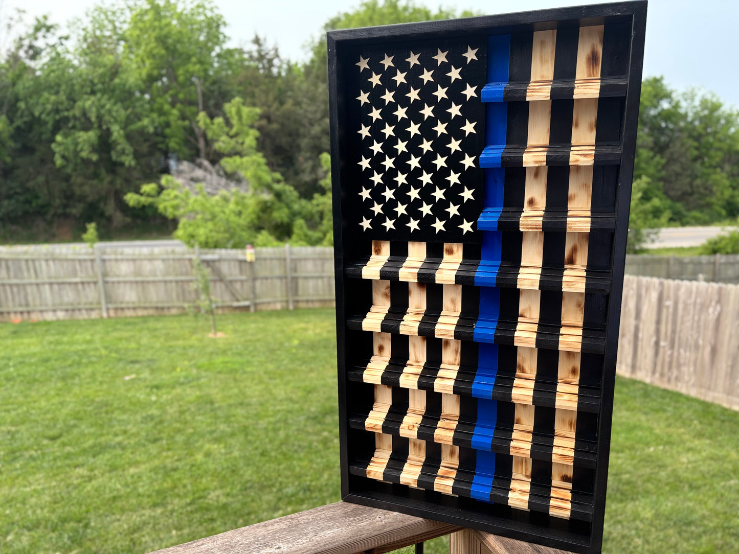 Thin Blue Line Flag Challenge Coin Display