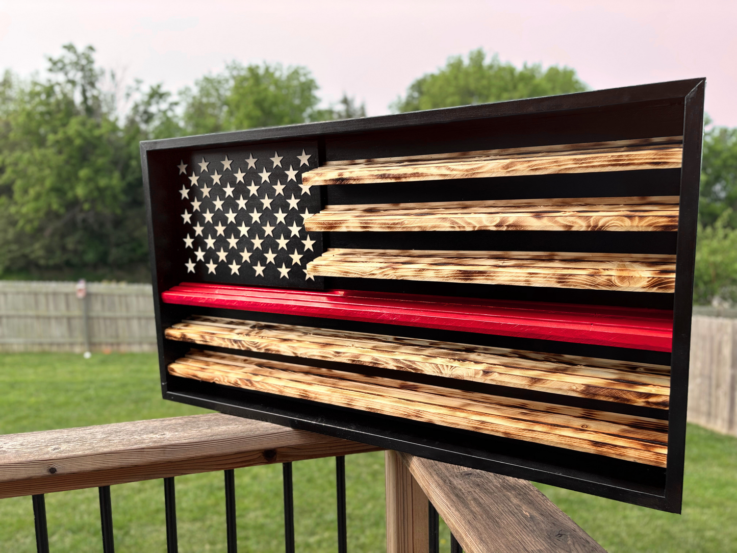 Thin Red Line Flag Challenge Coin Display