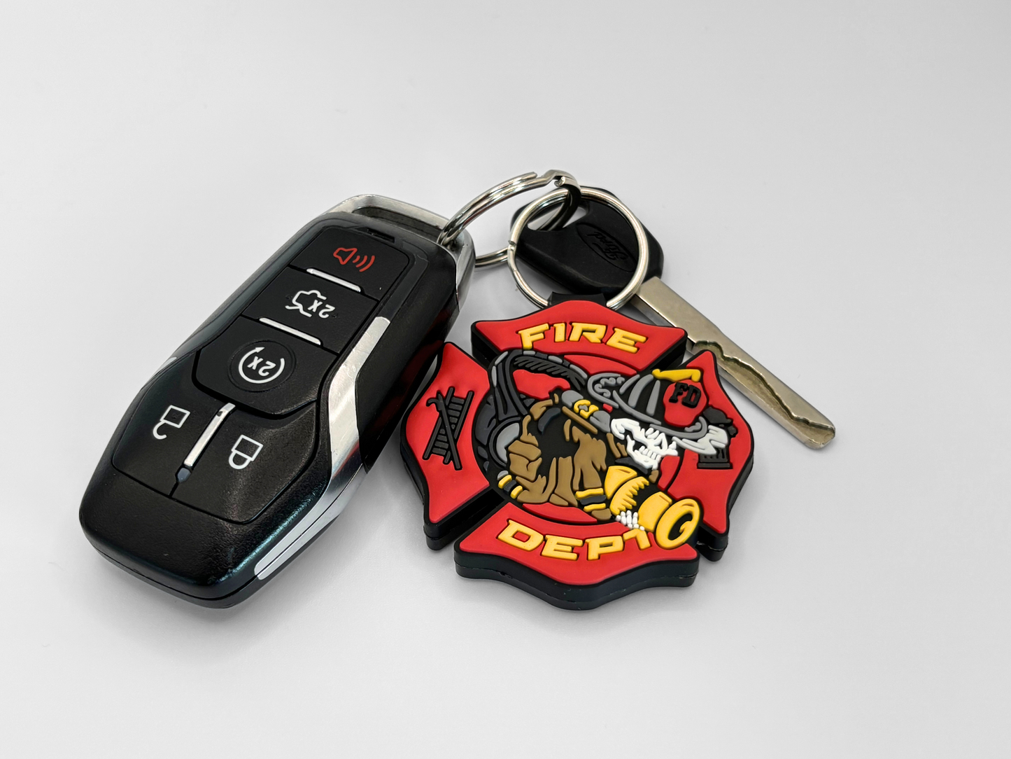 Firefighter Double-Sided PVC Keychain
