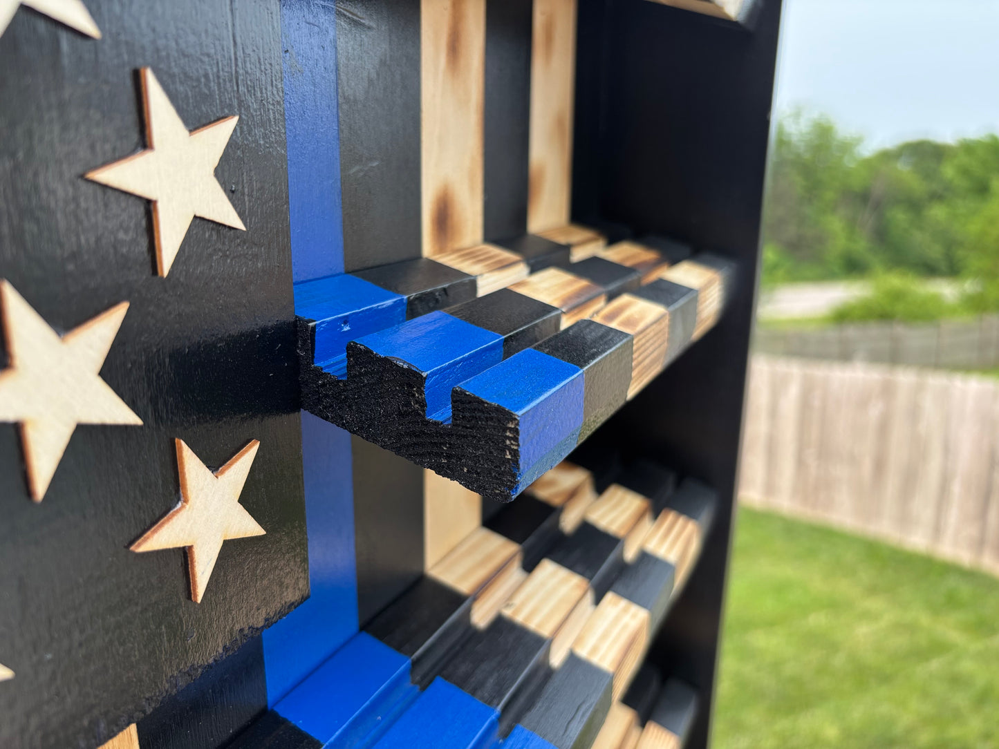 Thin Blue Line Flag Challenge Coin Display