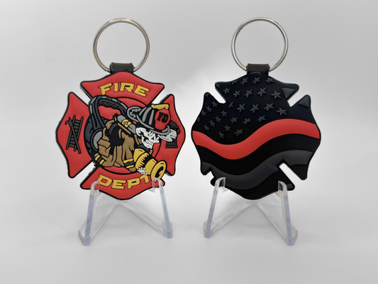 Firefighter Double-Sided PVC Keychain