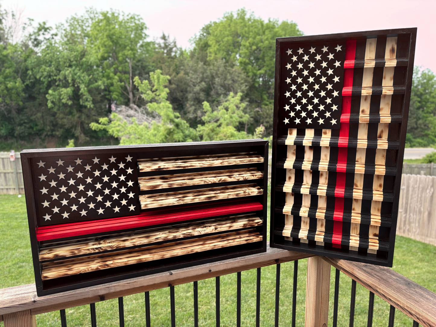 Thin Red Line Flag Challenge Coin Display