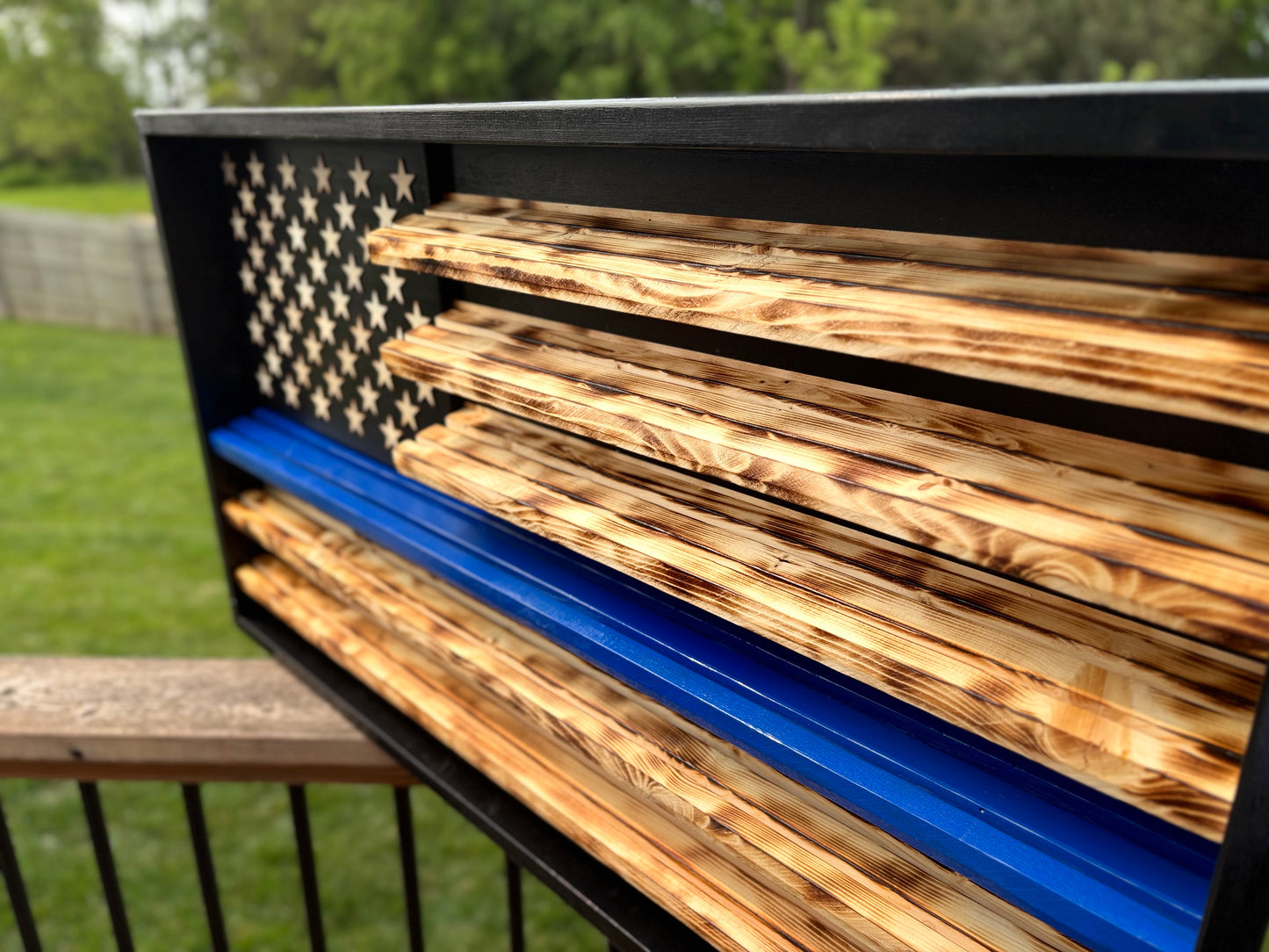 Thin Blue Line Flag Challenge Coin Display
